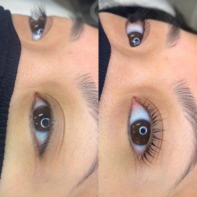 Lash lift before and after