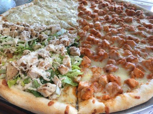 Chicken Cesar salad pizza new in the hood