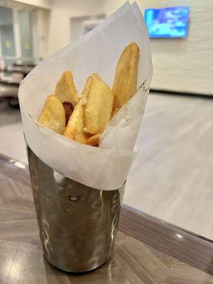 Fries are thick steak cut and delicious!