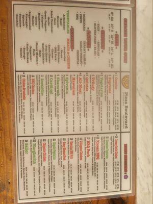 Pizza Menu - what a selection!