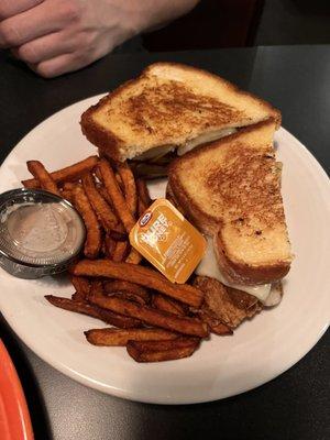 Berlin Wall sandwich with sweet potato fries