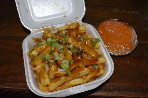 Teriyaki fries (sweet potato pie I got on the street)