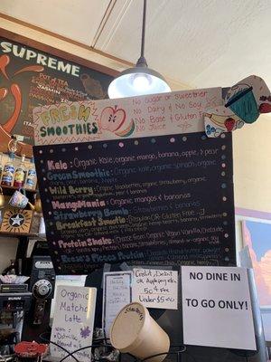 Smoothie menu