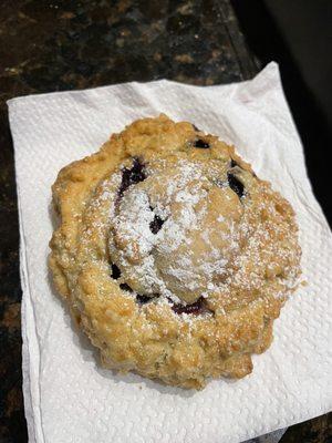 Amazing , warm, blueberry filled scone!