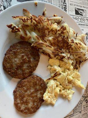 Eggs, sausage & hashbrowns