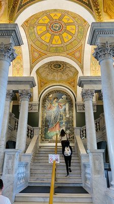 Stairs to overview of reading room