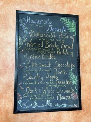 Dessert Menu