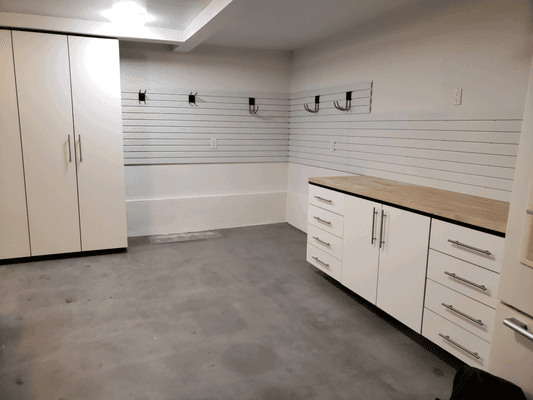 Garage storage ideas - cabinets and wall panels