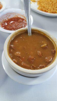 Charro Beans came with meal! Perfectly sized, hearty & oh so good like homemade! Is my Abuela back there?