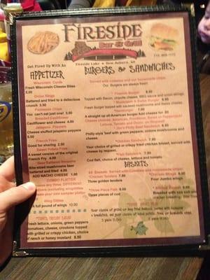 Front of menu