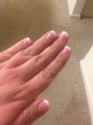 French tip, acrylic filler, gel top coat.