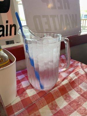 Glass of ice water.  Love that's in a huge pitcher!!!