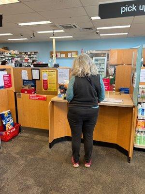 Counter. This lady have been here for an hour now