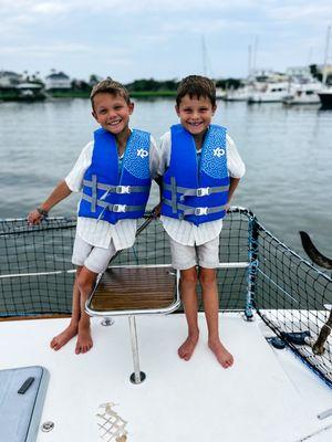 Sunset sailing onboard, private charters aboard Seas Life Sailing charters in Folly Beach. Call today to book your dolphin boat rental sail.