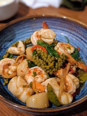 Pad Cha Talay - squid, shrimp, scallop stir fry