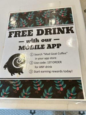 Free Drink with the Mobile App