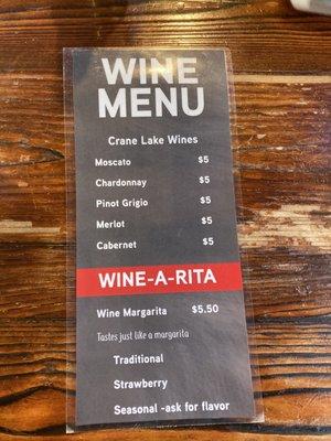 Wine menu