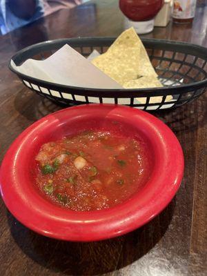 Salsa and the chips. (We devoured the chips)