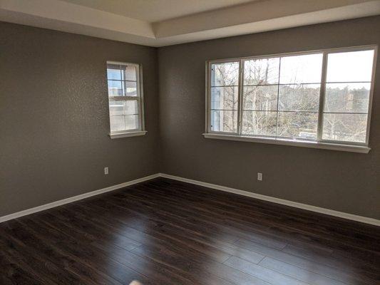 Paint and floor in a bedroom