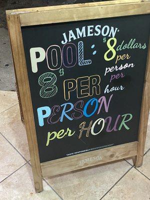 Pool table rates