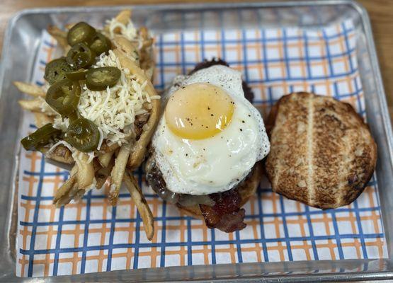 Super Burger w/ egg and jalapeños!