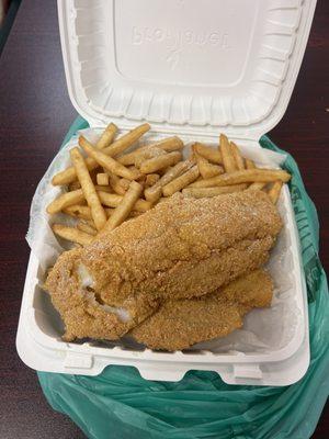 2 Piece Catfish Dinner with Fries. Very Delicious !!!