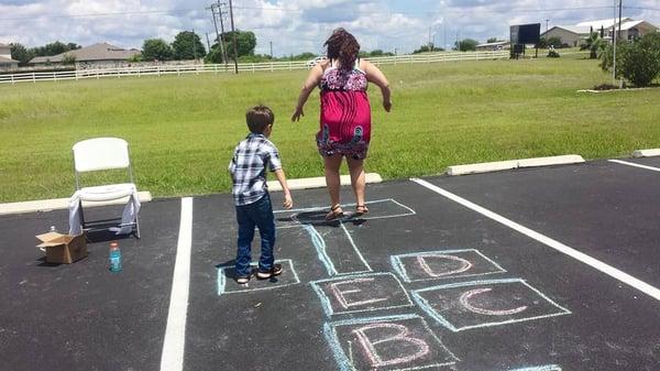 Piano hopscotch!