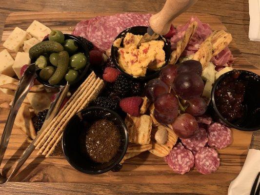 The meat & cheese Charcuterie board with smoky bacon jam