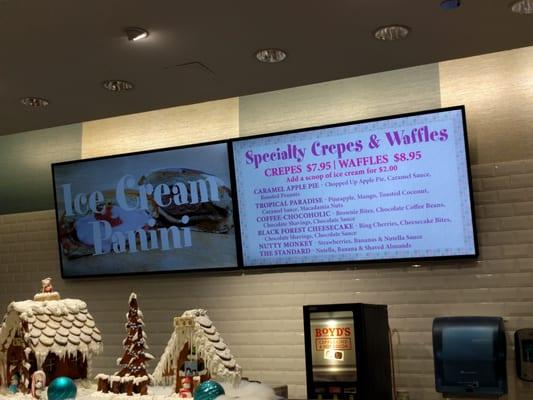 Crepes and waffle menu