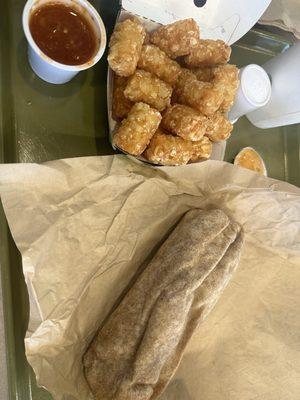 Natural Soft Taco Beef and tots.