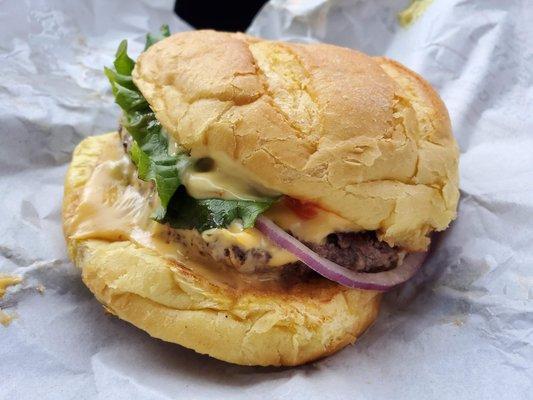 Classic double smash burger at smash burger in Waterford, CT.