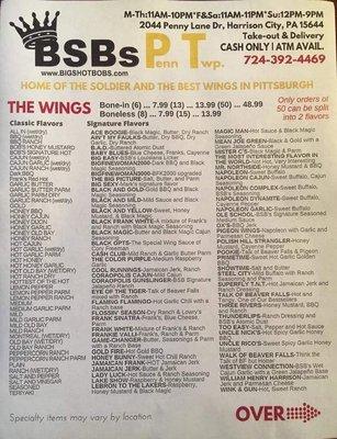 Wing menu