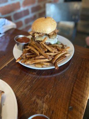 Bison Burger and House-Cut Fries