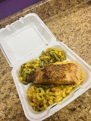 Salmon w/Seafood Pasta & Mixed Veggies