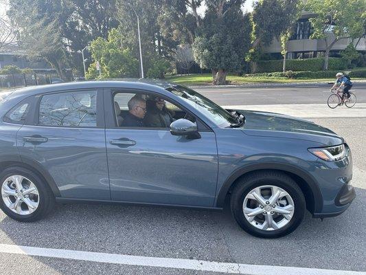 Sam from Anderson Honda in Palo Alto with our new Honda HR-V, setting up Bluetooth & patiently providing a tutorial of functions