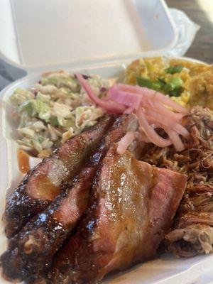 Tri Tip, Pulled Pork, Corn Casserole, and Slaw!