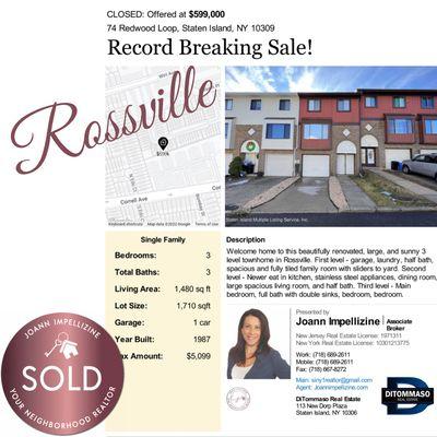 Just Sold! 74 Redwood Loop Staten Island, New York 10309 Rossville