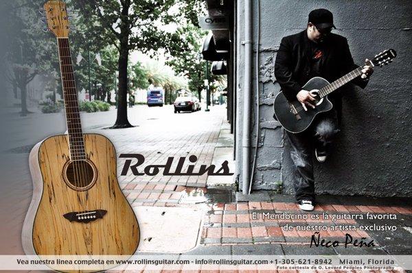 Rollins Guitars - 
Project: Graphic design, ad, web site banner