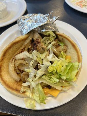 Grilled Chicken Pita with sautéed onions