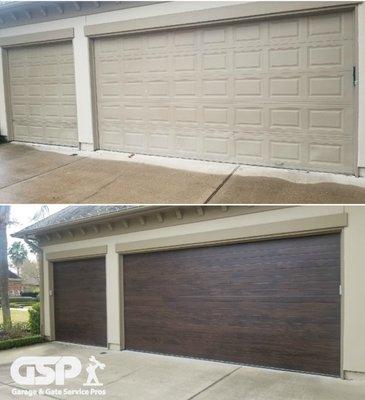 Accent Plank doors in Mahogany