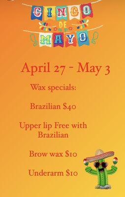 Cinco de Mayo wax specials