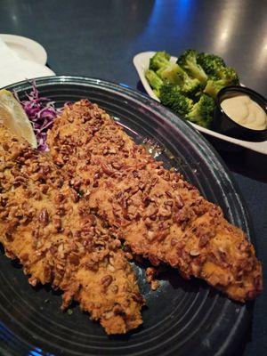 Pecan crusted rainbow trout...delicious.