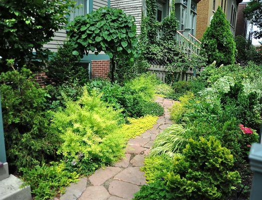 discreet Aquaman watering system in a city garden (Photo from Marguerite Gardens)