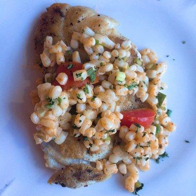 Seared Grouper with Corn Relish