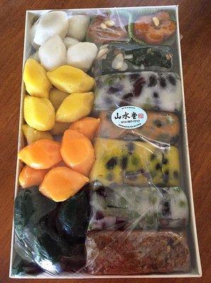 Gift box filled with a variety of delicious rice cakes