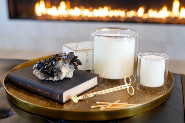 The Mysa Collection consists of a double-walled luxury soy candle featured in three different sizes.