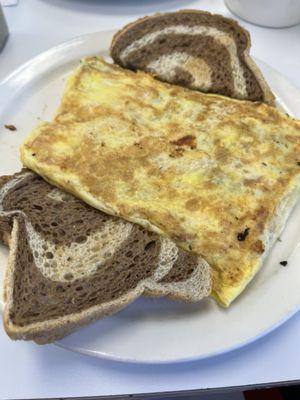 Hillbilly omelette and marble rye!