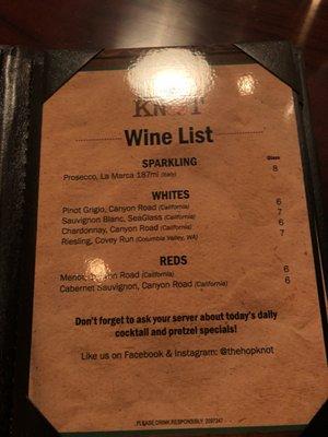 Wine menu