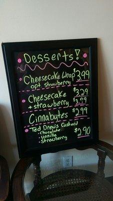 Their desert menu as they no longer serve the cookie-in-a-cup.