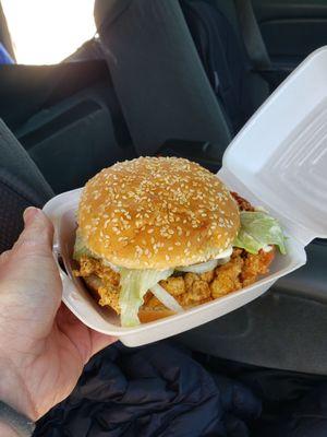 Humongous fried chicken sandwich,  so good!